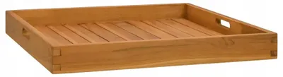 Produktbild von Teakholz Serviertablett mit Griffen, erhöhten Rändern