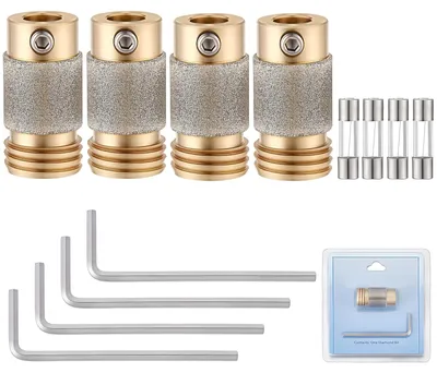 4er-Set Glasschleifbits, Diamant, Messing, 1,5 cm, für Glas & Stein