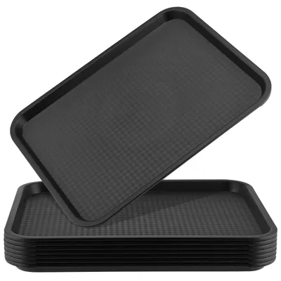 8er-Set schwarze Fastfood-Tabletts 41,5x30,5 cm Kunststoff