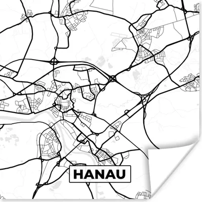 Produktbild von MuchoWow® Poster Karte - Hanau - Stadtplan - Karte 50x50 cm - Wohnzimmerdekoration