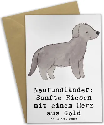 Produktbild von Mr. & Mrs. Panda valentinstagskarte Neufundländer Liebe - Weiß - Geschenk, osterkarten, Hunde, Hunderassen Vielfalt, Hunderasse, osterkarte, loyaler Hund, hochzeitskarten