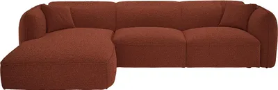 Produktbild von Eckschlafsofa links in Chenille-Stoff - Terracotta CAMILIO