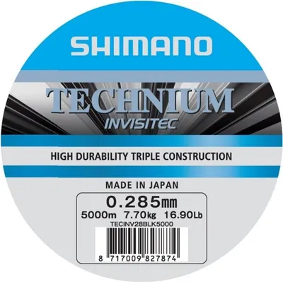 Obrázok produktu pre SHIMANO Technium Invisi, 5000m, 0.29mm, 7.7kg / 16.98lbs, šedá farba, vlasec na lov kaprov, TECINV28BLK5000