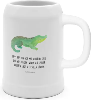 Produktbild von Mr. & Mrs. Panda Krug Krokodil - Weiß - Geschenk, Seidel, Steinkrug, Bier, Humpen, Lieblingsmensch, Beste Freundin, Urlaub, Abenteuerlust, Krokodile