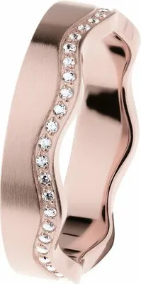 Produktbild von Ernstes Design Damen Wellenring Edelstahl roségoldfarben mit Zirkonia-Steinen