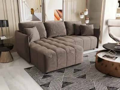 Produktbild von Ecksofa Schlafsofa TREVISO Stoff Monolith Braun Ottomane Links