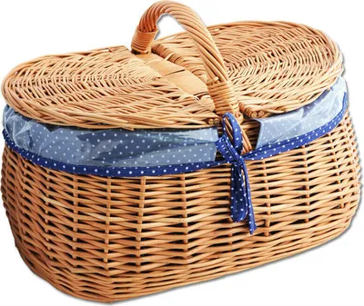 Produktbild von YULKA Picknickkorb "BAGI" mit dunkelblauer Einlage und Schutzfolie