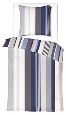 Produktbild von JACK by Mistral Renforcé 135x200cm Bettwäsche 2 tlg Streifen Schwarz Grau Rosa