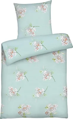 Produktbild von Renforce Bettwäsche 135x200 geblümt 100% Baumwolle, Bettbezug Blumen Mint