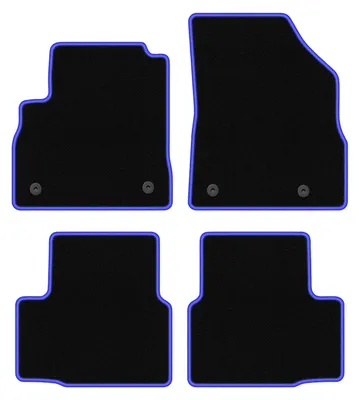 Produktbild von Fußmatten Automatten Velours Schwarz/Blau für Opel Astra K 2015- Set 4-tlg