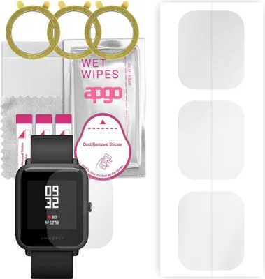 Produktbild von apgo 3 Stück Schutzfolie, klar, kompatibel mit Amazfit Bip S Smartwatch, Hydrogel Displayschutzfolie mit Positionierhilfe, Displayfolie, robust und kratzfest