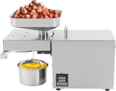 Produktbild von Elektrische Ölpresse, Olivenmühle, 610 W, Ölpresse, einstellbare Temperatur 40-240 °C, automatische Ölmühle, Erdnuss, Sonnenblumenkerne, Teesamen, Sesamsamen, Nusskerne