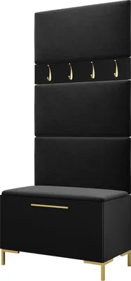 Produktbild von MIRJAN24 Garderoben-Set Zilion III, Garderobe mit 4 Stück Gepolstertes Wandpaneel Pag 84x42 (Schwarz + Gold, Manila 18)