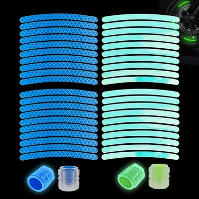 Productafbeelding van Set van 40 Reflectoren en 4 Verlichte Ventilkappen voor Fietsen en Meer