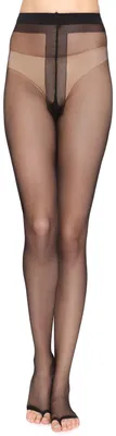 Produktbild von Merry Style Damen Transparente Strumpfhose mit offener Spitz 15 DEN MSGI010 (Schwarz, S) .