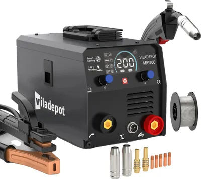 Image de Appareil de soudage MIG, 220V ± 15%, 50/60Hz, courant de soudage : 15-200A, dimensions : 34 cm x 31 cm x 26 cm, fonctions : MIG/MMA/TIG Lift, poids : 6,6 kg