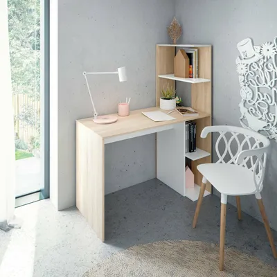 Produktbild von Pittston Schreibtisch 110x52x136 cm Weiß, 4 Regale
