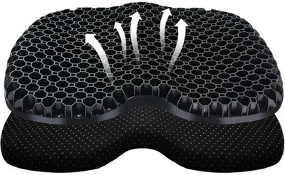 Immagine prodotto di Cuscino nero per kayak, sedile in gel antiscivolo e impermeabile, cuscino portatile in gomma per canoa/barca a remi, adatto per gli spalti degli stadi, accessorio gonfiabile per battute di pesca.
