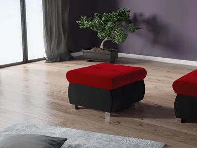Immagine prodotto di Piccolo pouf ABEL 1 - nero / rosso