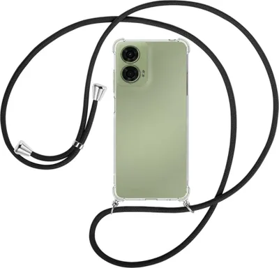 Produktbild von Handykette Backcover-Schutzhülle mit Band (Metall silberfarben) für Motorola Moto G24 - schwarz