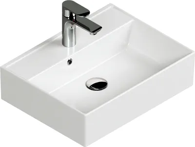 Produktbild von Aqua Bagno Basic Design Waschbecken Plan Aufsatz-Waschbecken Eckig Waschtisch Aufsatzbecken Keramik Weiß 50 x 38 x 13 cm