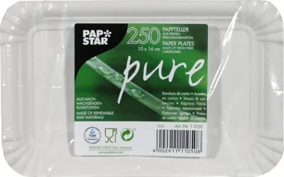 Zdjęcie produktu dla Papstar 11050, Płyta, Prostokątny, Karton, Biały, Monochromatyczny, 250 szt.