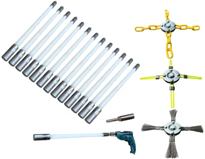 Produktbild von Ofenrohrbürsten-Set, max. Länge 13 m, Schornsteinreinigungsbürsten, Kaminkehrer-Set, Kaminbürste, flexibel bis 90° Wawak 13-TAJ NIER (4)