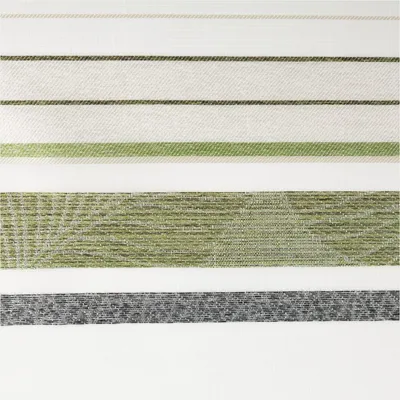 Produktbild von Gardinenstoff Dekostoff Jacquard-Streifen Blätter grün 1,50m Breite