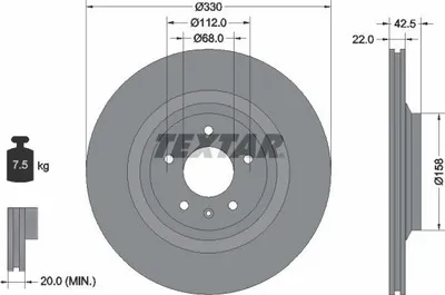 Produktbild von 2x TEXTAR Bremsscheibe 92160403 für AUDI A6 Avant (4F5 C6) A6 Allroad (4FH C6)