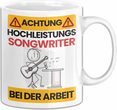 Produktbild von Songwriter Tasse Geschenk Lustiger Spruch Geschenkidee für Songwriter Achtung Hochleistungs Songwriter Bei Der Arbeit (Weiß)