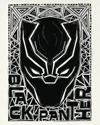 Produktbild von Poster Marvel Black Panther Lino-Cut Helmet 40x50 cm