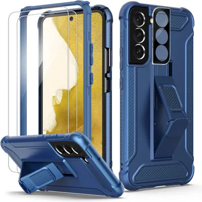 Obrázok produktu pre Kryt a ochranné sklo pre telefón Samsung Galaxy S22 5G, farba: námorná modrá + 2 ochranné sklá