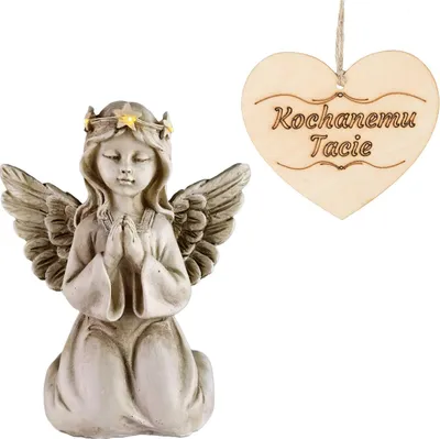 Produktbild von Kniende Schutzengelkerze, leuchtende Krone, für den Garten oder auf PAPAS Grab, 18 CM