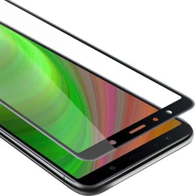 Produktbild von Cadorabo Panzerfolie für Samsung Galaxy A7 2018 Schutzfolie in Schwarz Vollbild Folie Tempered Display Schutzglas