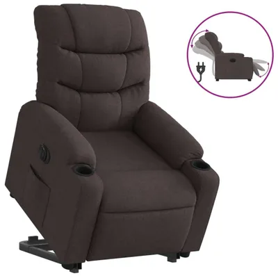Image de Fauteuil inclinable électrique marron foncé tissu