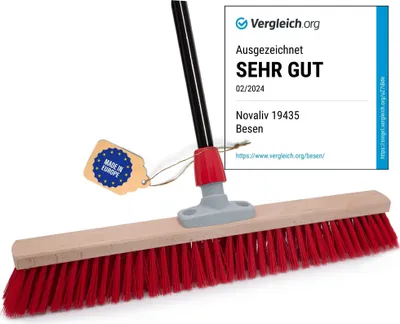 Produktbild von Novaliv Straßenbesen mit Stiel draußen 80 cm Elaston Borsten Ideal als Besen draußen Gartenbesen mit Stiel harte borsten Terassenbesen Hofbesen Stallbesen Kehrbesen Industriebesen Outdoor broom