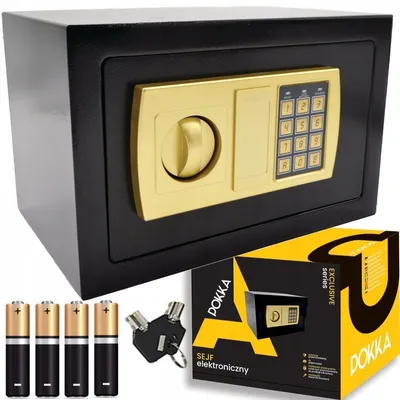 Zdjęcie produktu dla Duży Sejf Domowy Kasetka Kasa Pancerna Elektroniczny Szyfr Czarny 5kg