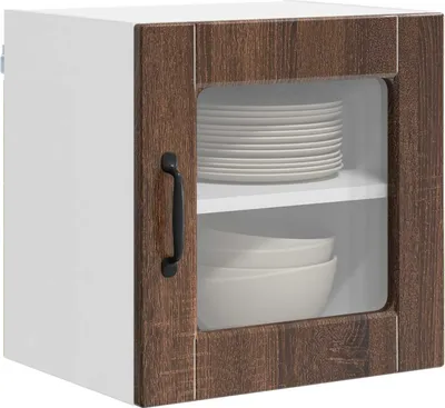 Produktbild von vidaXL Wandglas-Schrank PORTO Braun Eichen-Optik 40 x 31 x 40 cm