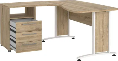 Immagine prodotto di Dmora Scrivania Estong 150.4x159x75.4h cm Bianco, Angolare 3 Cassetti