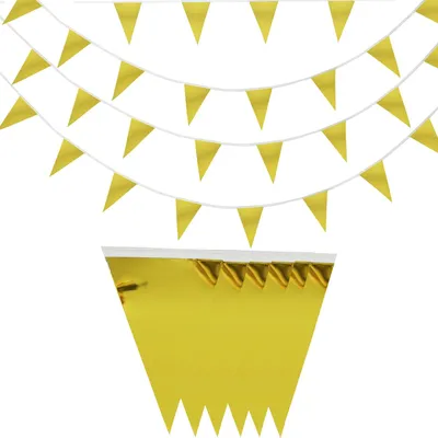 Image de Solidchoice - Guirlande de fanions dorés pour la décoration de fêtes