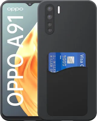 Immagine prodotto di Adatto per Oppo A91 / Reno 3 4G Custodia per telefono con supporto per schede in silicone - Custodia posteriore flessibile in silicone TPU con slot per schede in silicone - Nero - Smartphonics