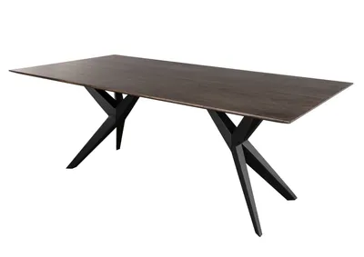 Image de MASSIVMOEBEL24 | Table à manger 140x90 Acacia laqué Gris taupe / Anthracite mat SWISS EDGE #08
