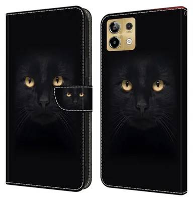 A product image showing a phone case with a black panther eye design.