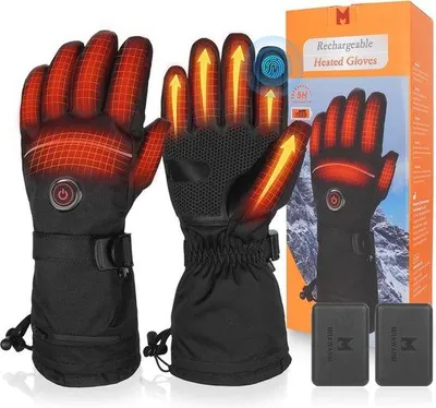 Productafbeelding van Oplaadbare, verwarmde handschoenen - Waterdichte winterhandschoenen voor dames en heren, met touchscreenfunctionaliteit en 3 warmtestanden