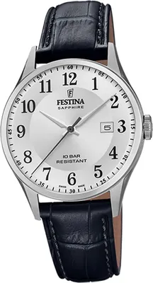 Produktbild von Festina Leder Herren Uhr F20007/1 Armband-Uhr schwarz Swiss Made D2UF20007/1