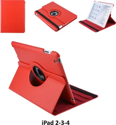 Obrázok produktu pre Puzdro na tablet Apple iPad 2-3-4, otočné, červené, pre iPad 2-3-4, 2 polohy na prezeranie