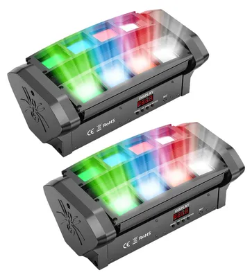 Zdjęcie produktu dla Światło sceniczne LED DJ Moving Head - Mini Spider - Zestaw 2 sztuk, 8 x 3W RGBW 4in1, efekt wiązki - 48W, DMX512 RDM, 7/15 kanałów - wtyczka EU