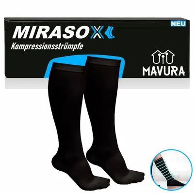 Image de Chaussettes de compression MIRASOX Chaussettes de soutien Chaussettes de voyage unie (homme & femme) noir