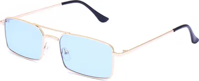 Produktbild von Sonnenbrille Gold Gläser Blau Retro-Sonnenbrille schmaler Rahmen rechteckig