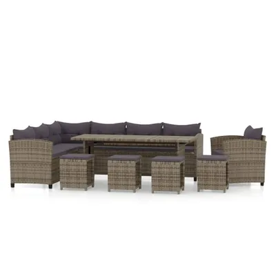 Produktbild von vidaXL 7-tlg. Garten-Lounge-Set mit Kissen Poly Rattan Grau